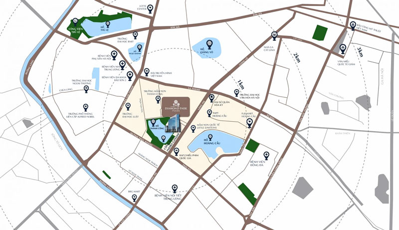 The strategic location of the BRG Diamond Park Plaza project