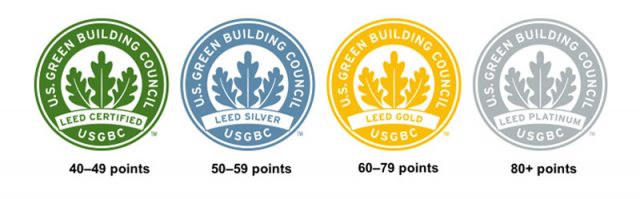 LEED standards are divided into 4 categories: Certified, Silver, Gold and Platinum