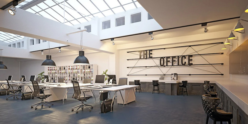 Open office design can easily be combined with many other modern styles