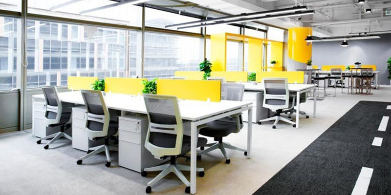 Color will be a highlight for open office design style