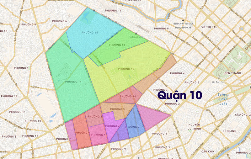 Location of District 10 on the map of Saigon districts