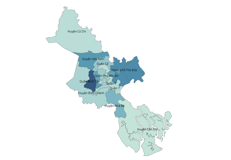 Administrative map of districts in Ho Chi Minh City