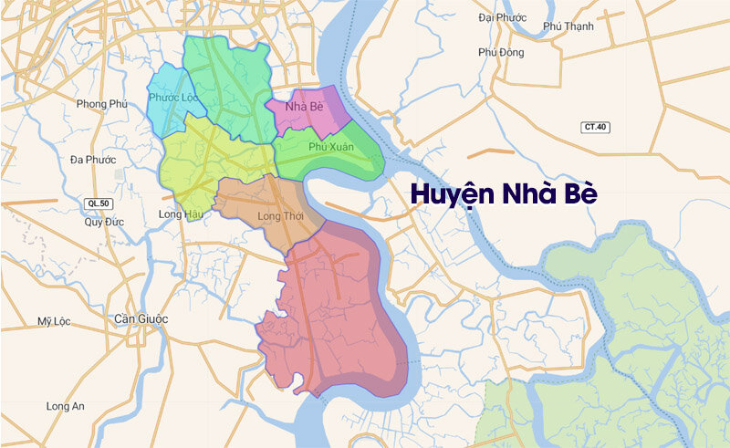 Administrative map of Nha Be district