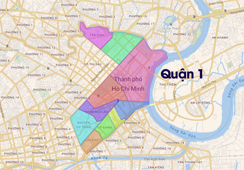 Administrative map of District 1, Ho Chi Minh City