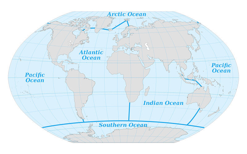 Map of the world's oceans