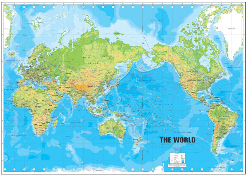 World topographic map template