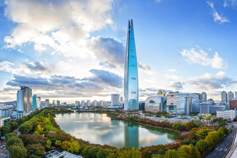 Lotte World Tower holds the 6th position in the top 10 tallest buildings in Asia