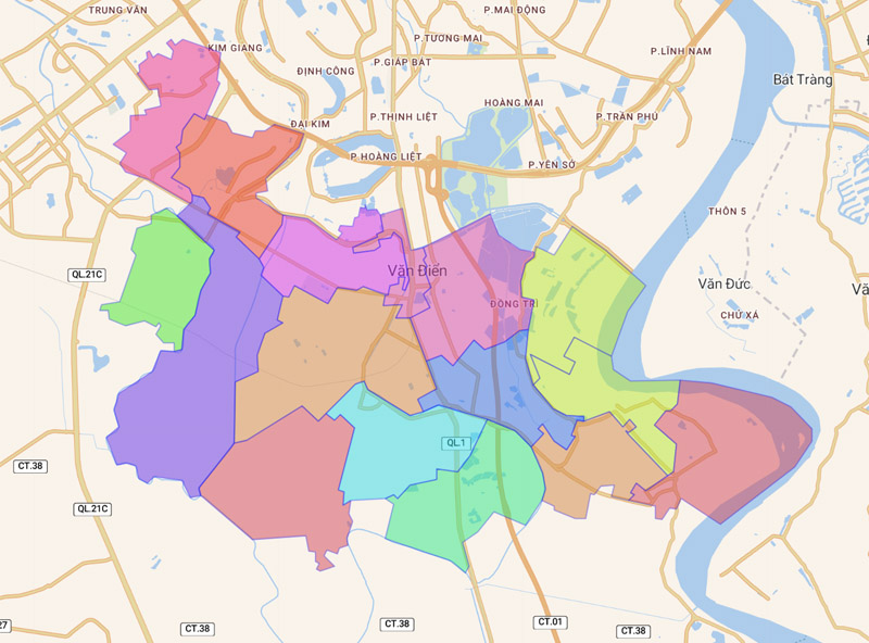 Map of Thanh Tri district