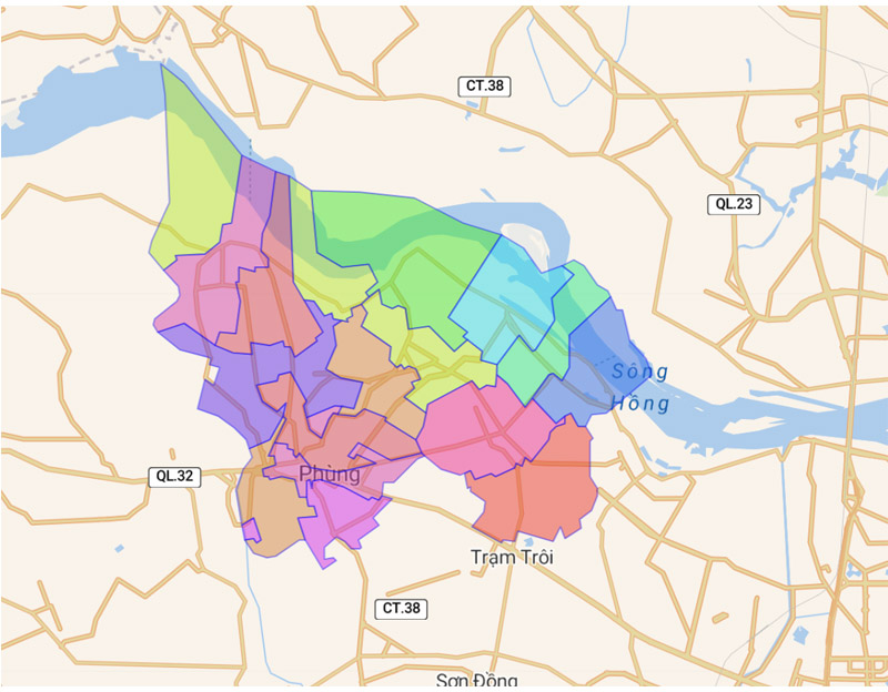 Administrative map of Dan Phuong district, Hanoi