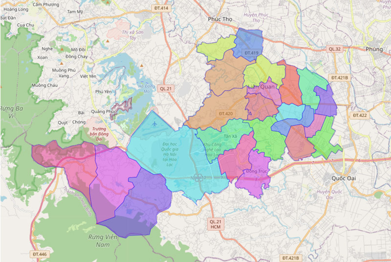 Map of Thach That district, Hanoi