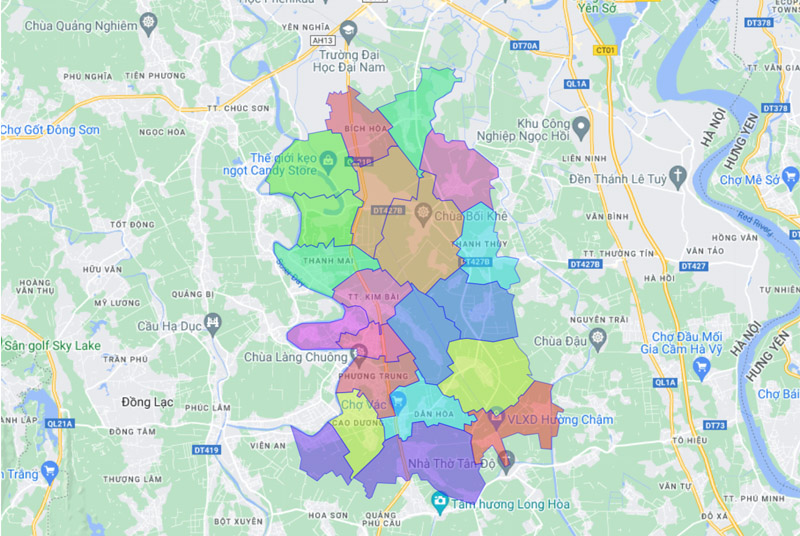 Current administrative map of Thanh Oai district