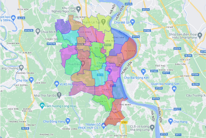 Map of Thuong Tin district, Hanoi