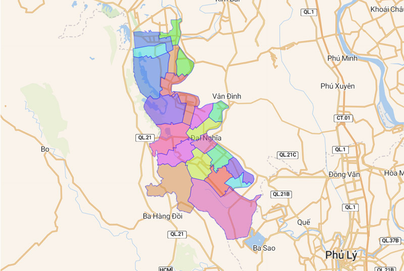 Administrative map of My Duc district, Hanoi