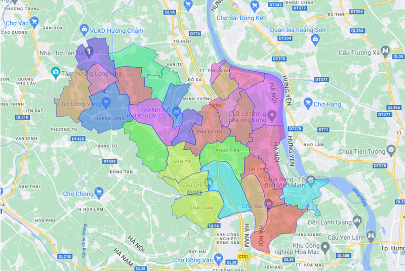 Current map of Phu Xuyen district