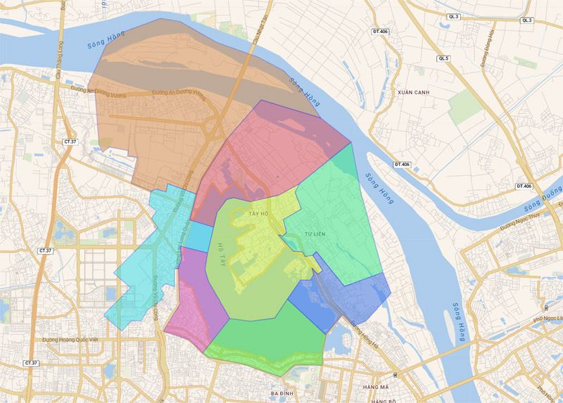 Map of Tay Ho District