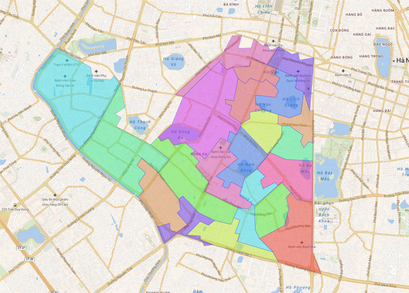 Map of Dong Da district