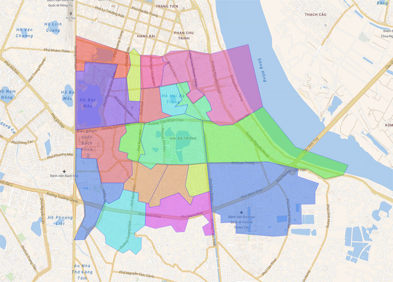 Map of Hai Ba Trung district