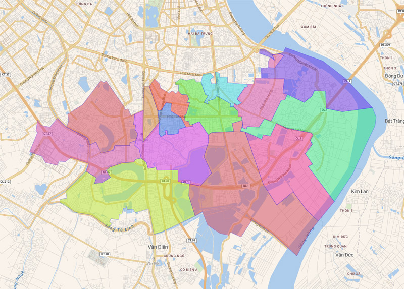 Map of Hoang Mai district