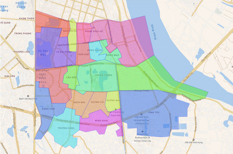 Map of Hai Ba Trung district