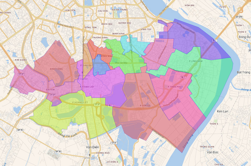 Map of Hoang Mai district