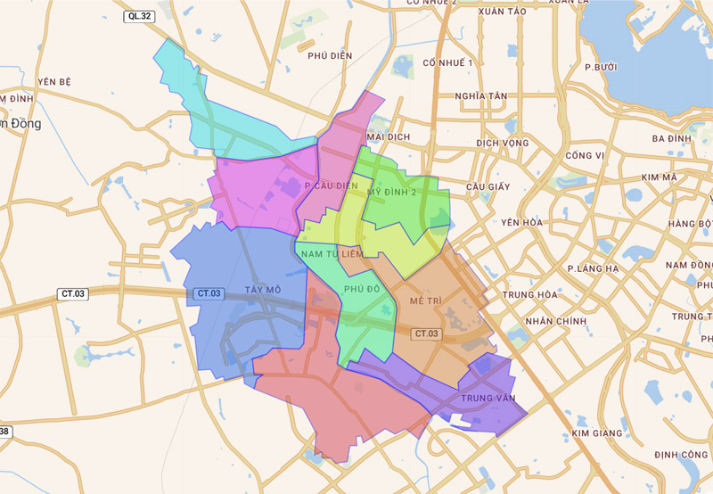 Map of Nam Tu Liem District