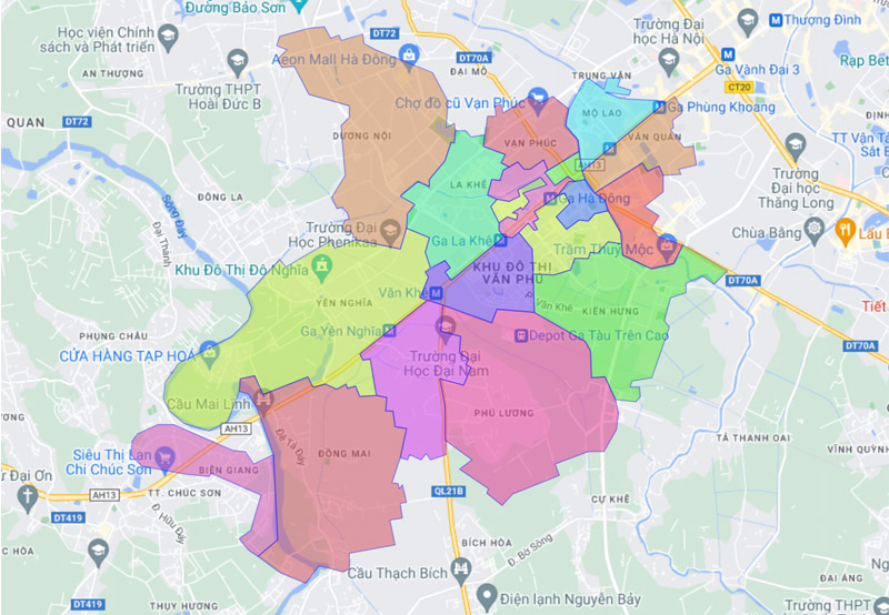Map of Ha Dong District