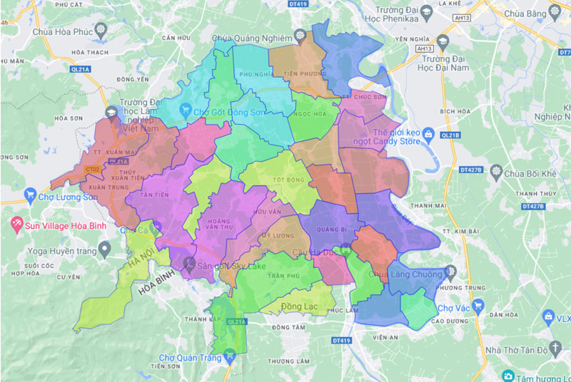 Chuong My district map is detailed and latest