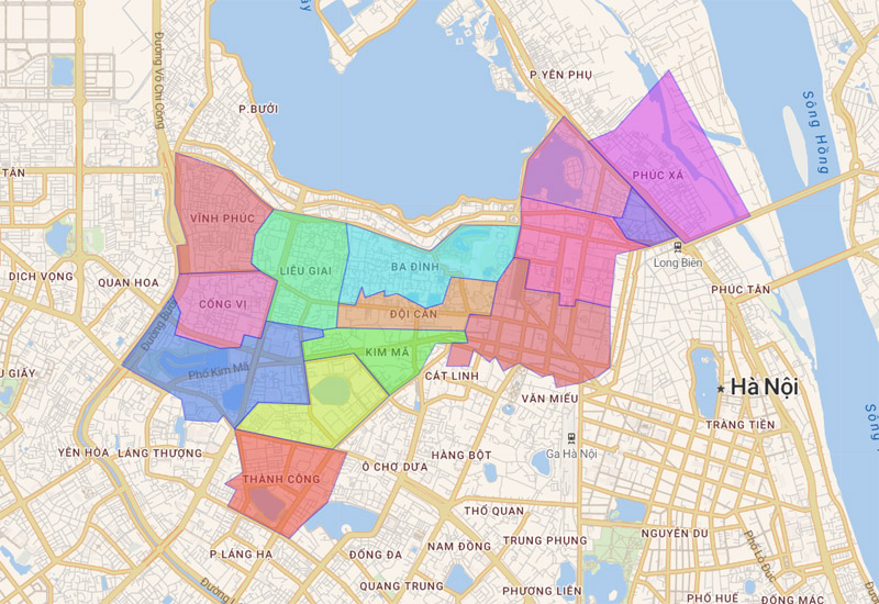 Administrative map of Ba Dinh district