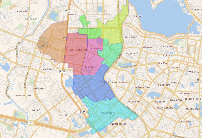 Map of Cau Giay District