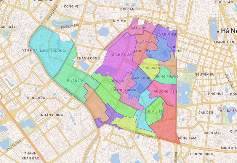 Administrative map of Dong Da district