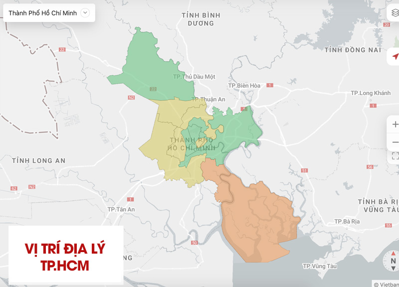 Geographical location of Ho Chi Minh City on the map