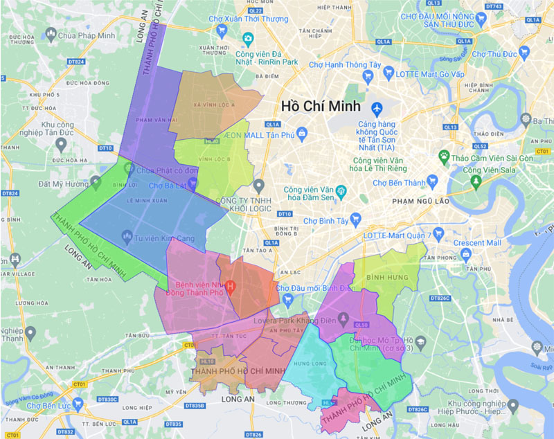 Map of Binh Chanh district