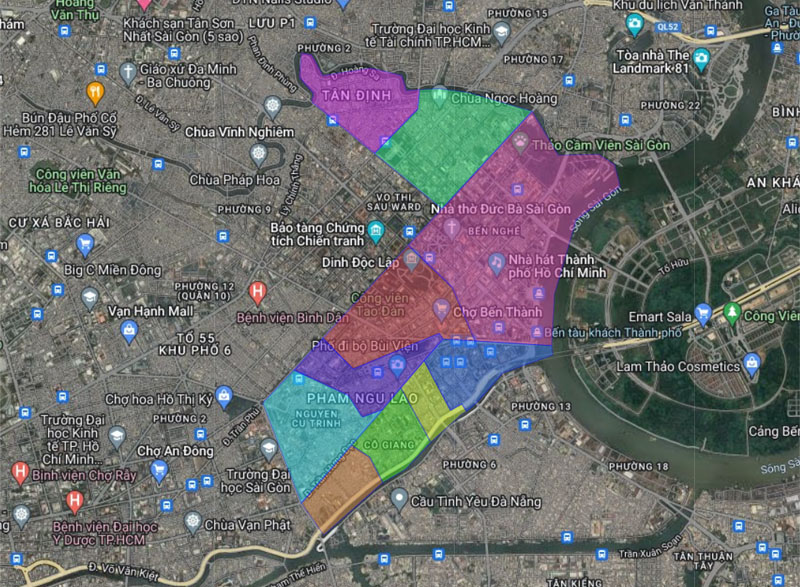 Map of District 1 seen from satellite