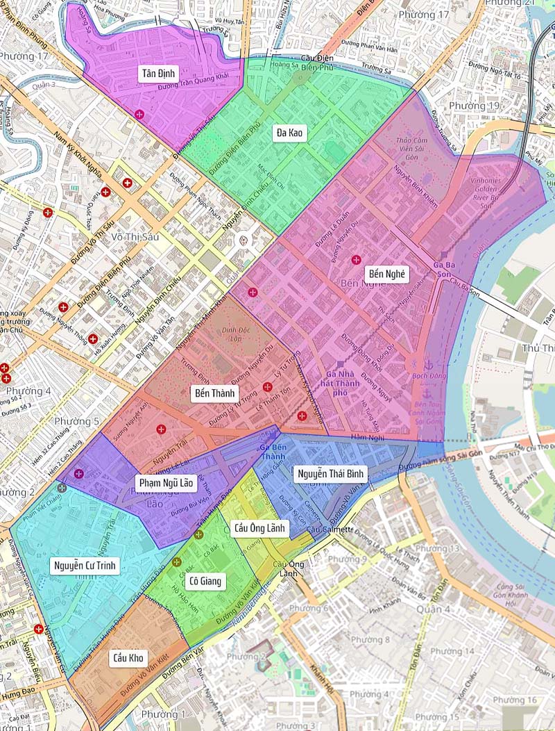 Administrative map of District 1, Ho Chi Minh City