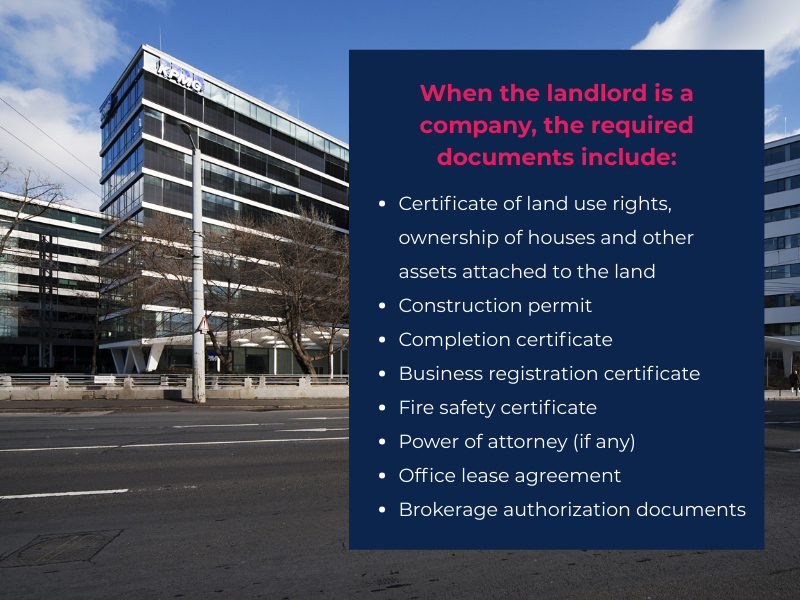 Documents required when landlord is a company or organization