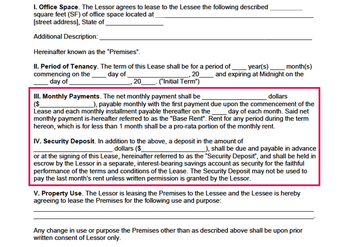 Clearly define payment and deposit terms in the contract