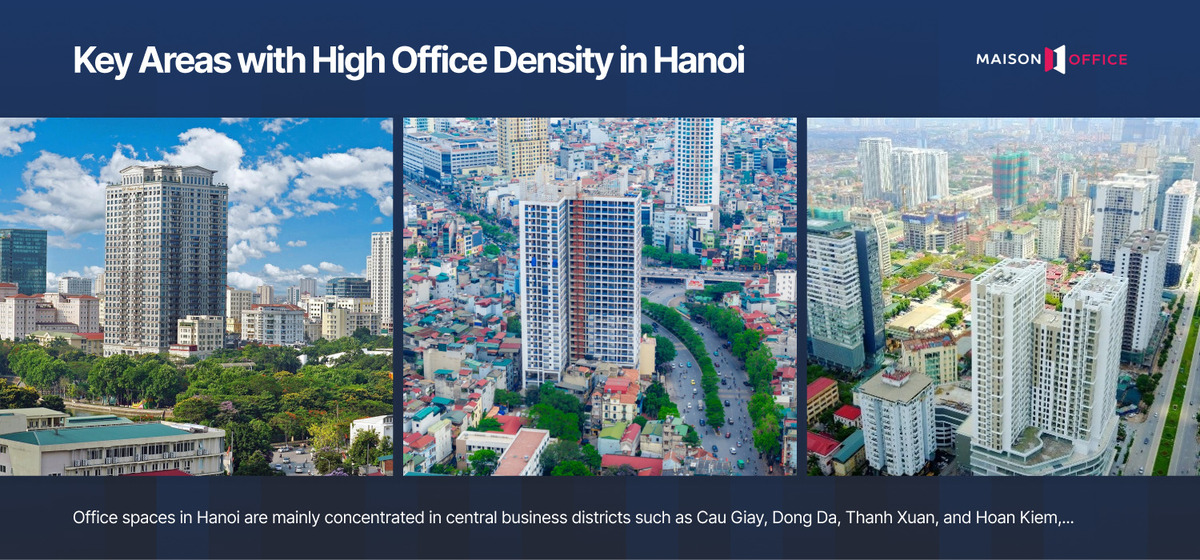 Areas with a high concentration of office buildings in Hanoi