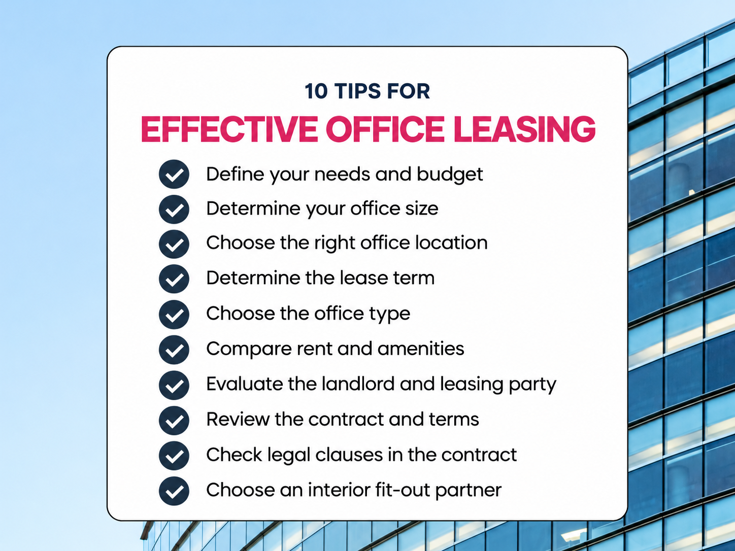 Top 10 tips for an effective office lease