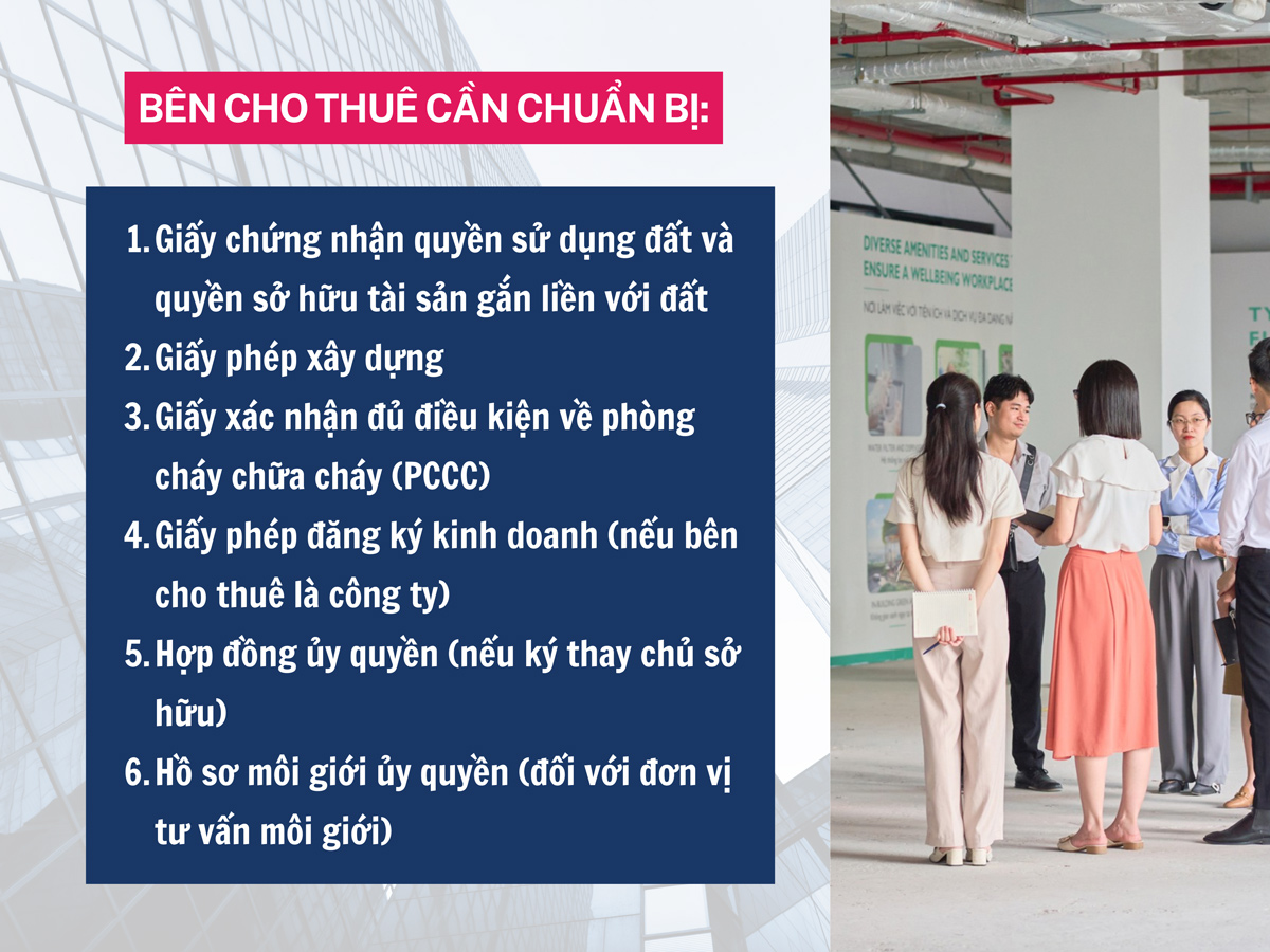 Một số hồ sơ bên cho thuê (chủ đầu tư, chủ sở hữu tòa nhà) cần chuẩn bị 