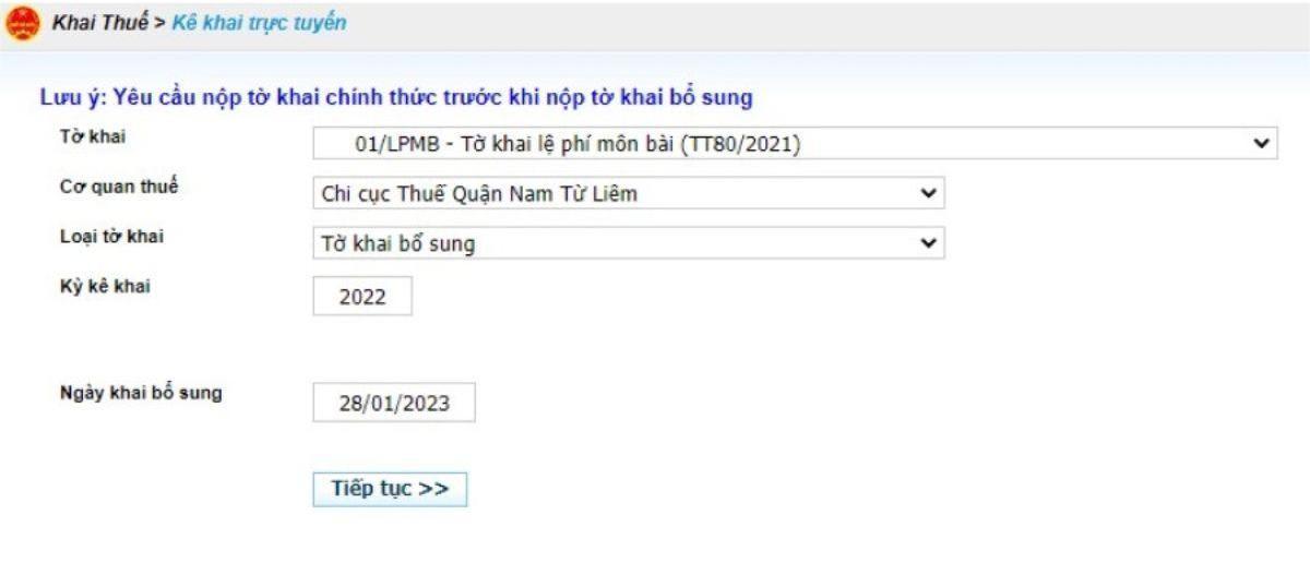 kê khai trực tuyến trên hệ thống thuế điện tử