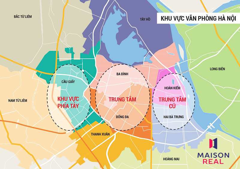 Bản đồ văn phòng cho thuê tại Hà Nội