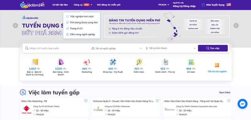 Vieclam24h là web đăng tin tuyển dụng miễn phí