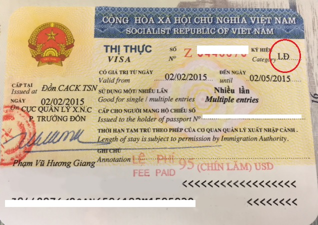 Mẫu visa lao động cho người nước ngoài