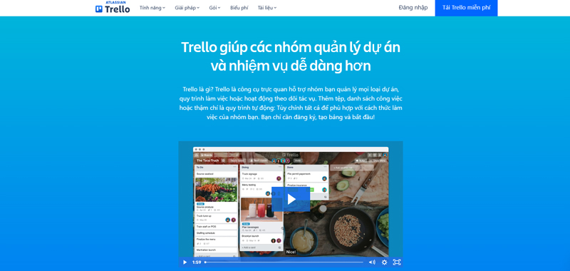 App quản lý thời gian miễn phí Trello