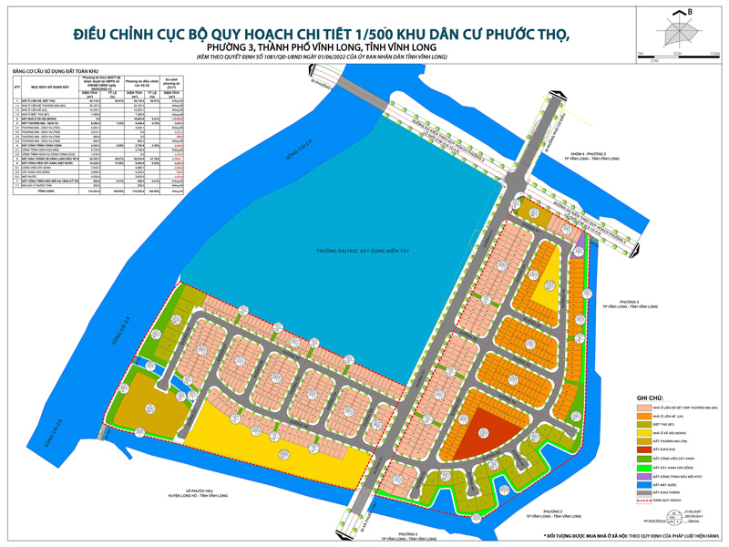 Bản đồ quy hoạch 1/500 dân cư Phước Thọ TP.Vĩnh Long