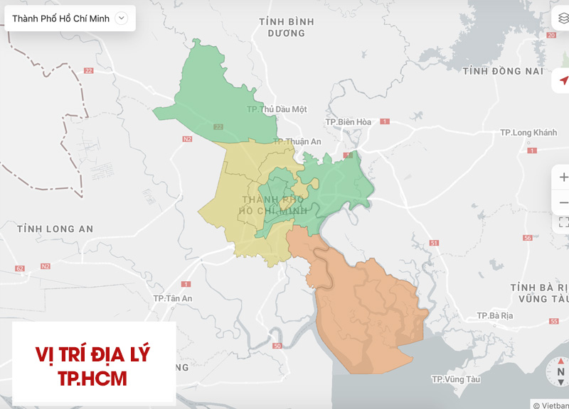 bản đồ vật thành phố Hồ Chí Minh hồ nước chí minh