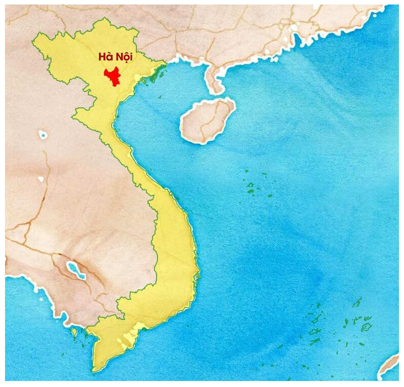 Vị trí thủ đô Hà Nội trên bản đồ