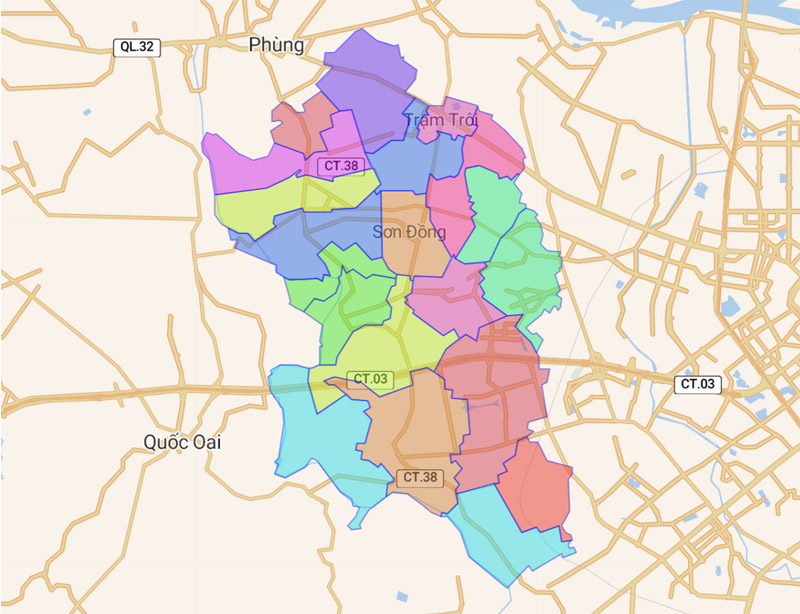 Bản đồ huyện Hoài Đức