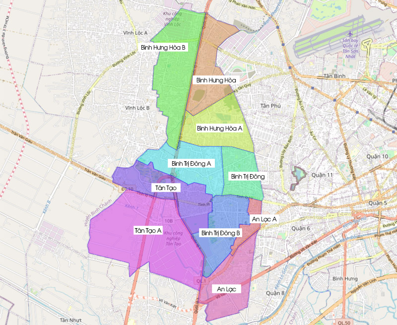 Bản đồ hành chính quận Bình Tân