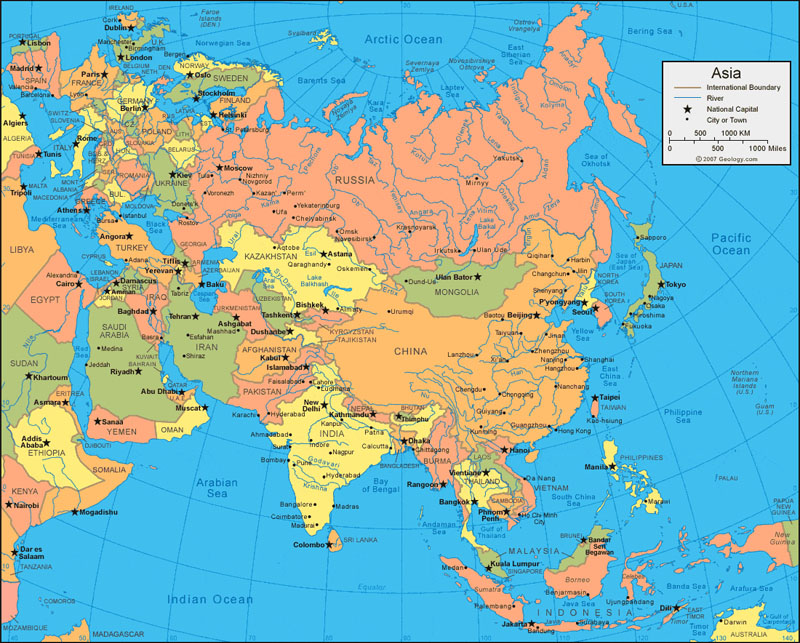 Bản đồ các nước châu Á
